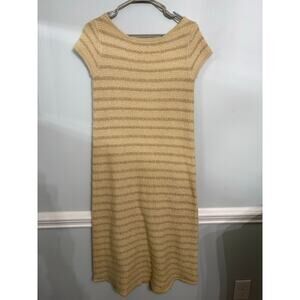 ZARA Knit Sweater Dress | Neutral Tan Stripe | Size Small